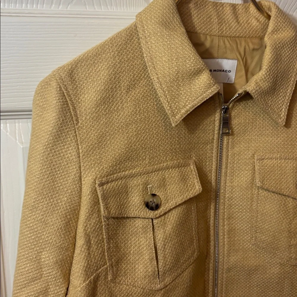 Club Monaco Cropped Textured Zip Jacket - Tan - Picture 2 of 11